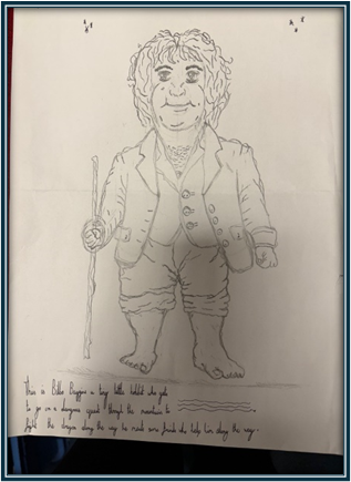 Drawing of Bilbo from Lord of the Rings