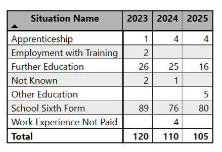 Year 11 Leaver Destinations Year 11 Leaver Destinations