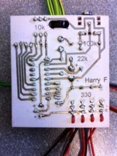 A photo of a Printed Circuit Boards, designed and manufactured by students.